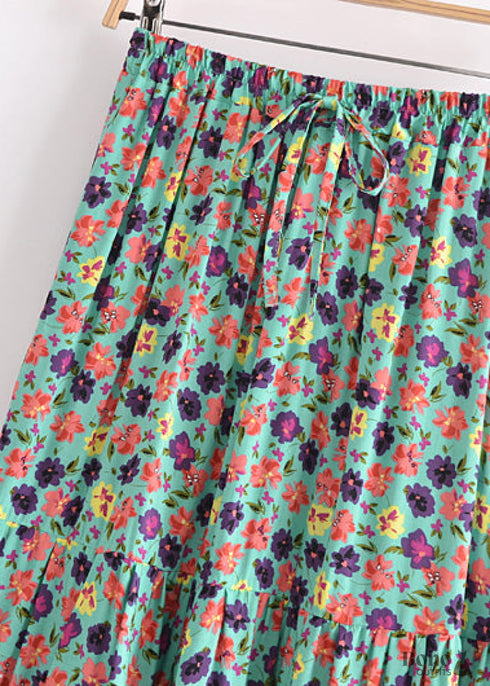 Boho Skirts in Camila Flower in Green For Women